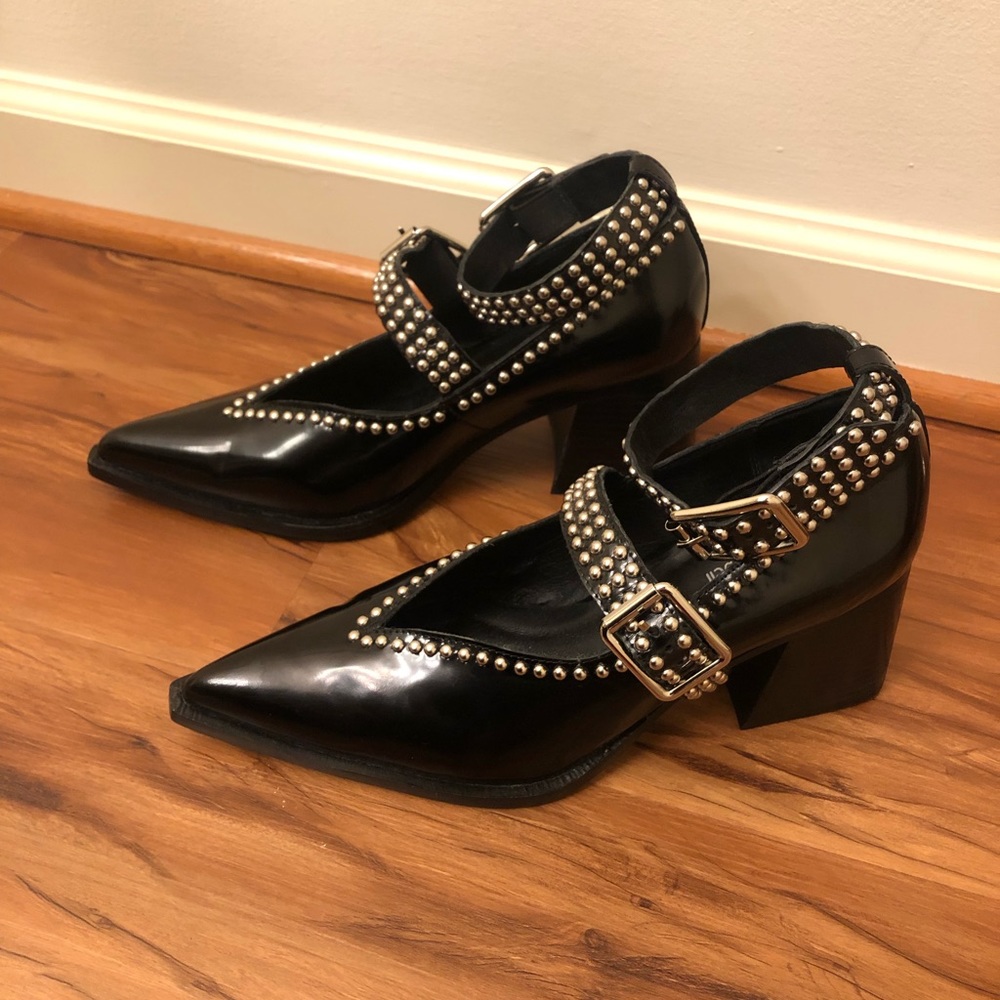 Free People Black Patent Studded Mary Jane Block Heels - Picture 5 of 9